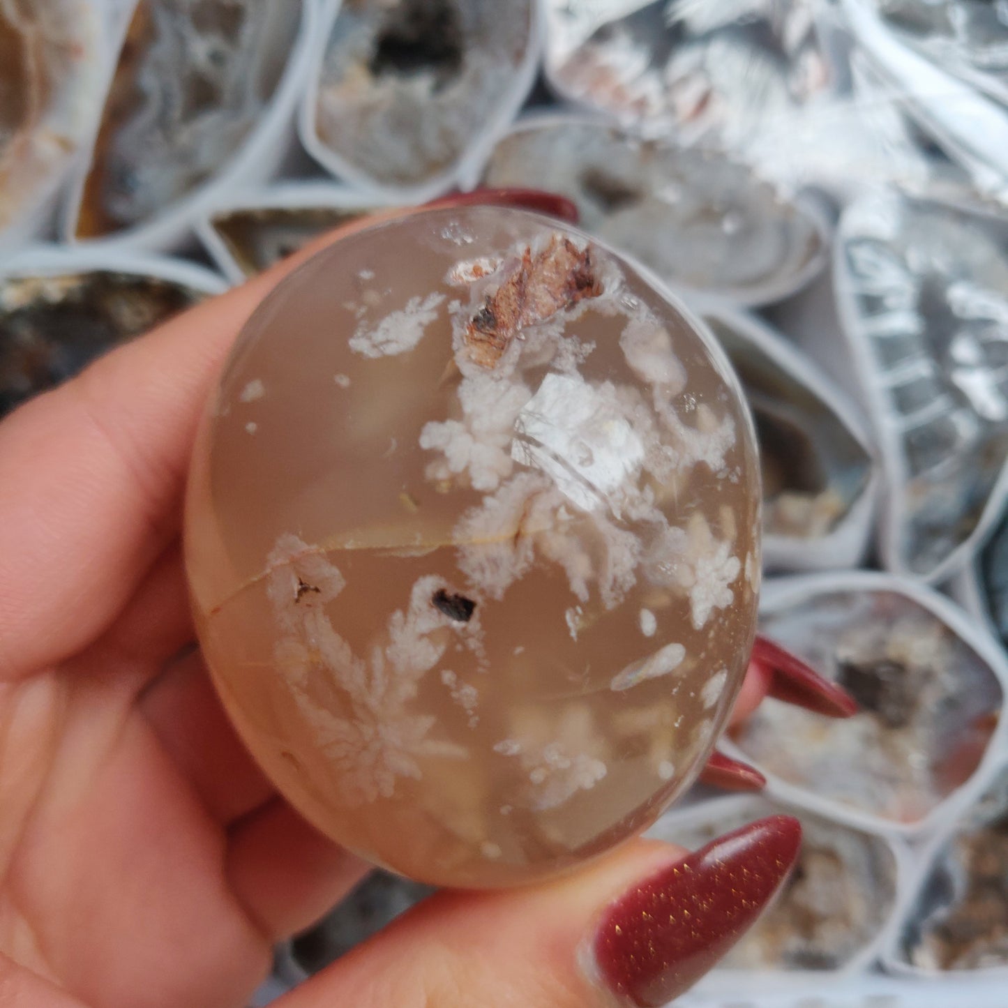 Flower Agate Palm Stone (#31)