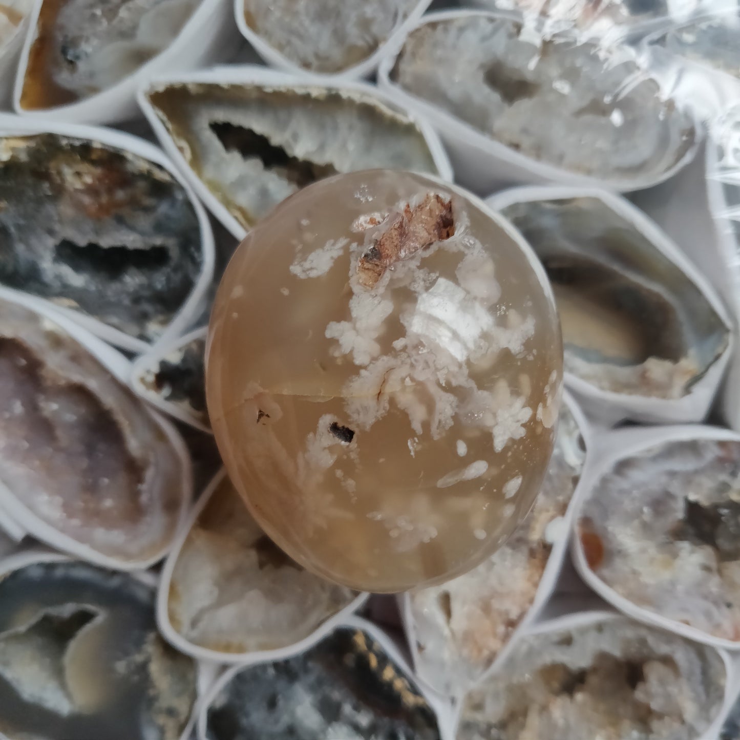 Flower Agate Palm Stone (#31)