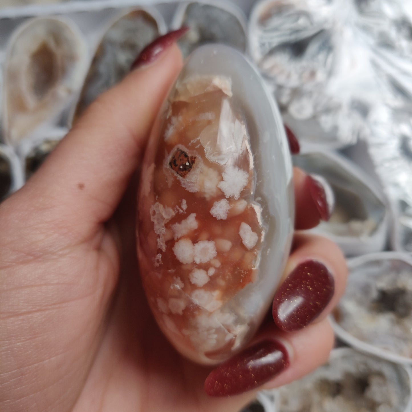 Flower Agate Palm Stone (#11)