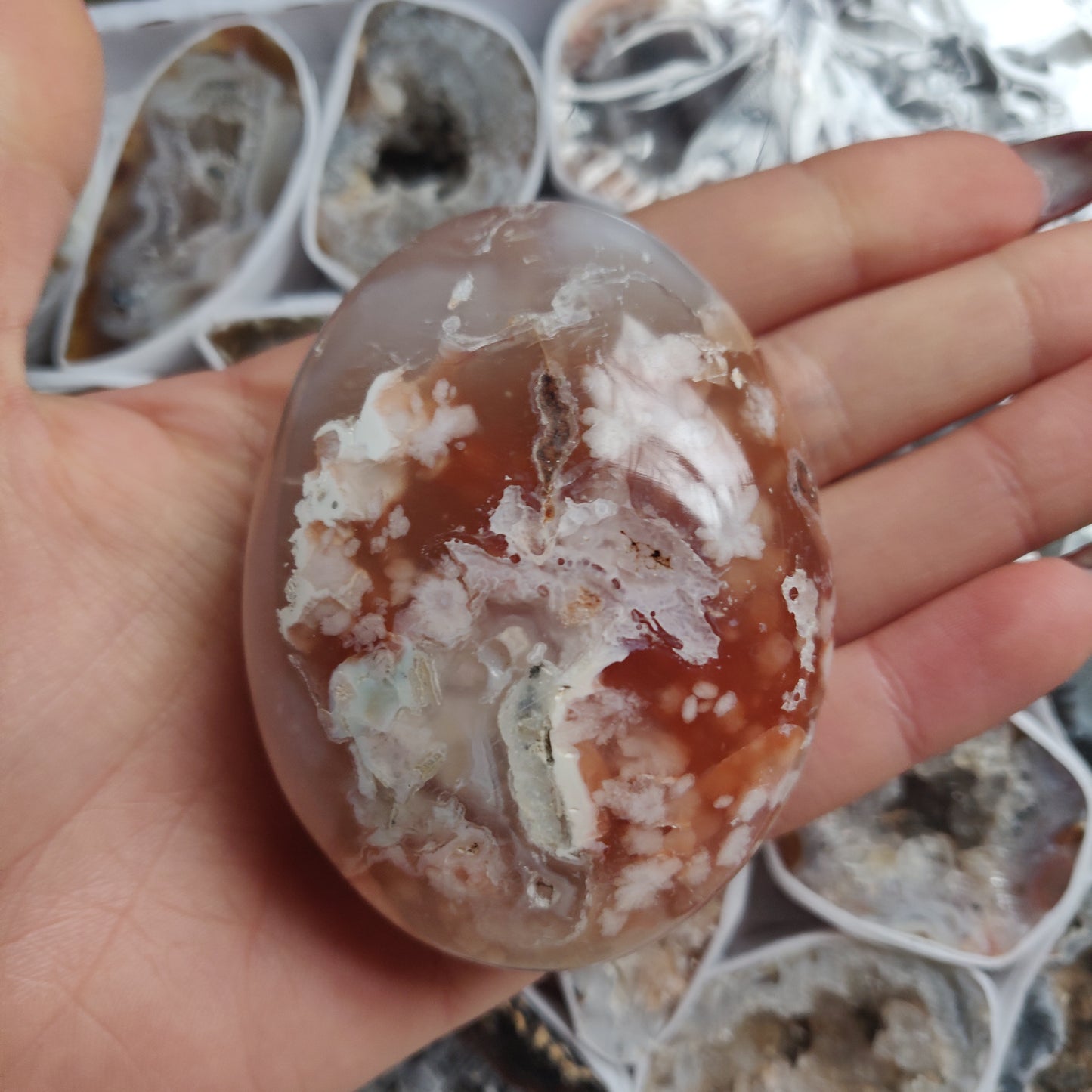 Flower Agate Palm Stone (#11)