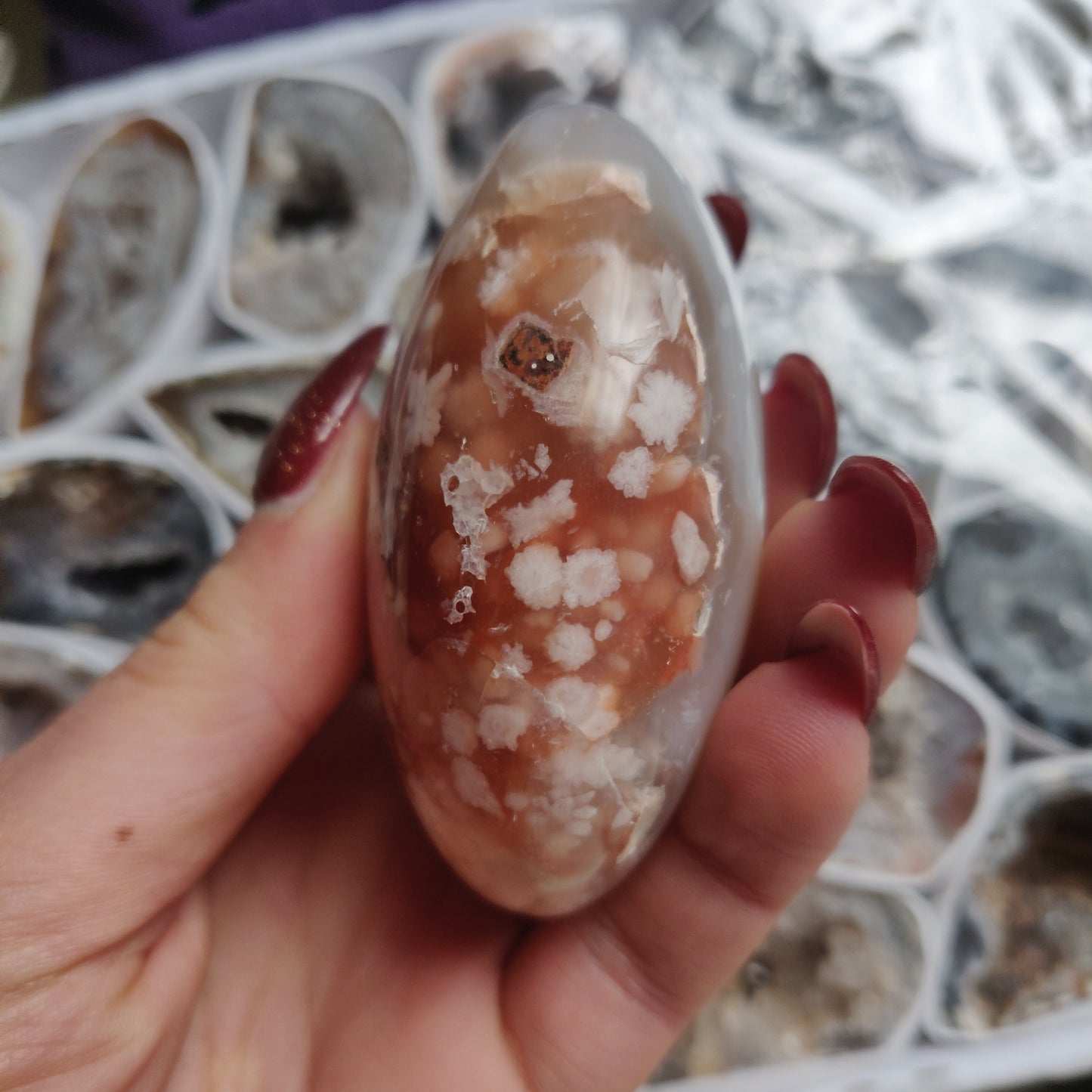 Flower Agate Palm Stone (#11)