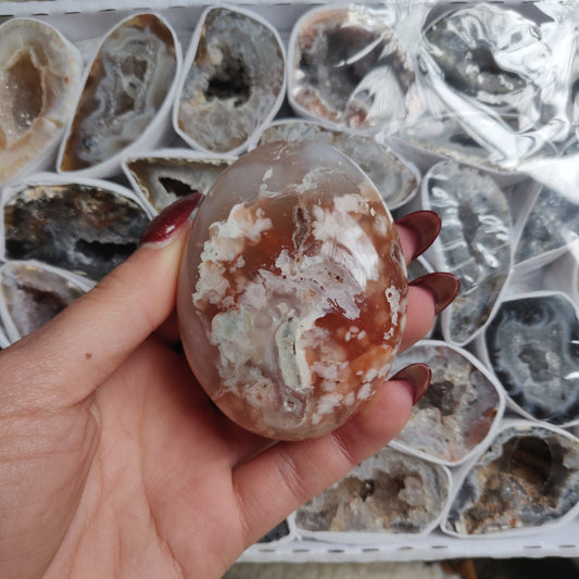 Flower Agate Palm Stone (#11)