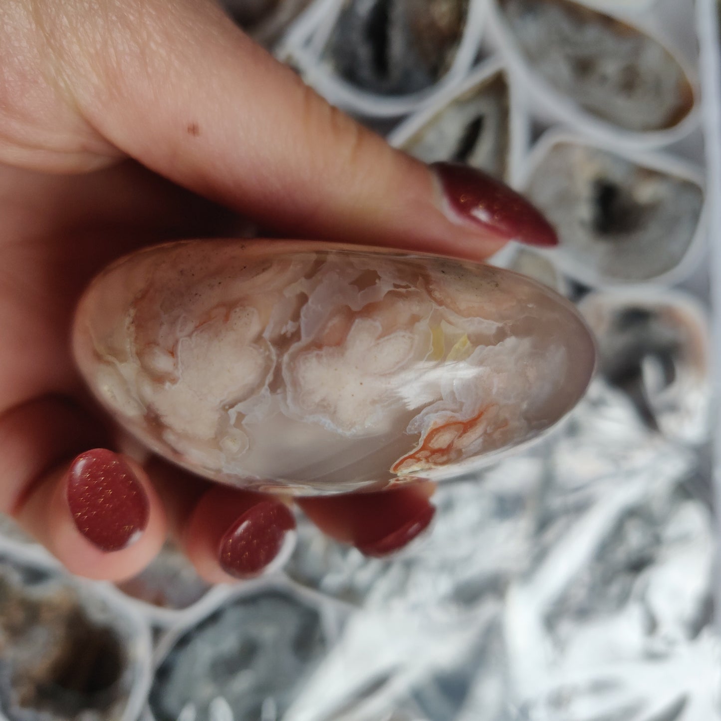 Flower Agate Palm Stone (#8)