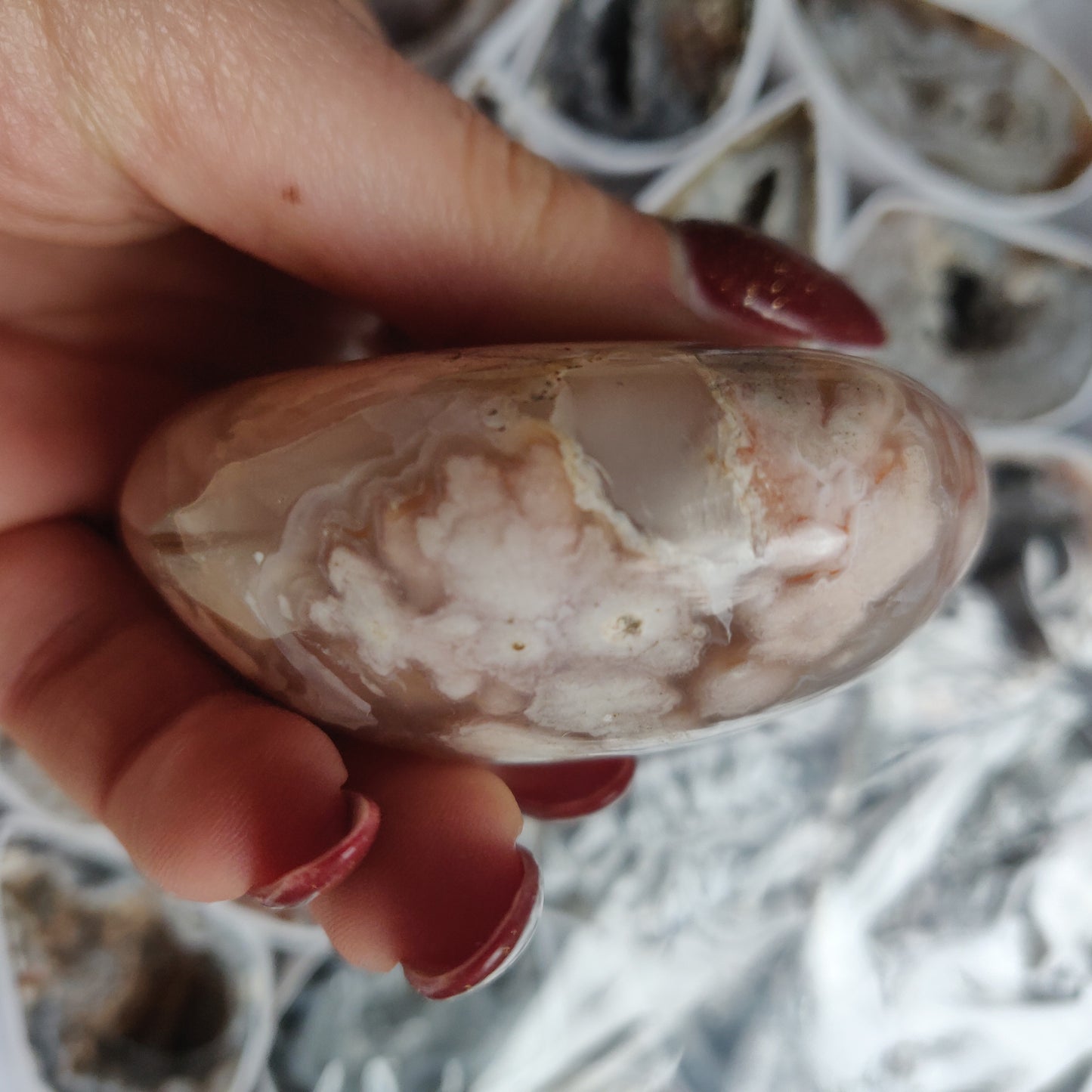 Flower Agate Palm Stone (#8)