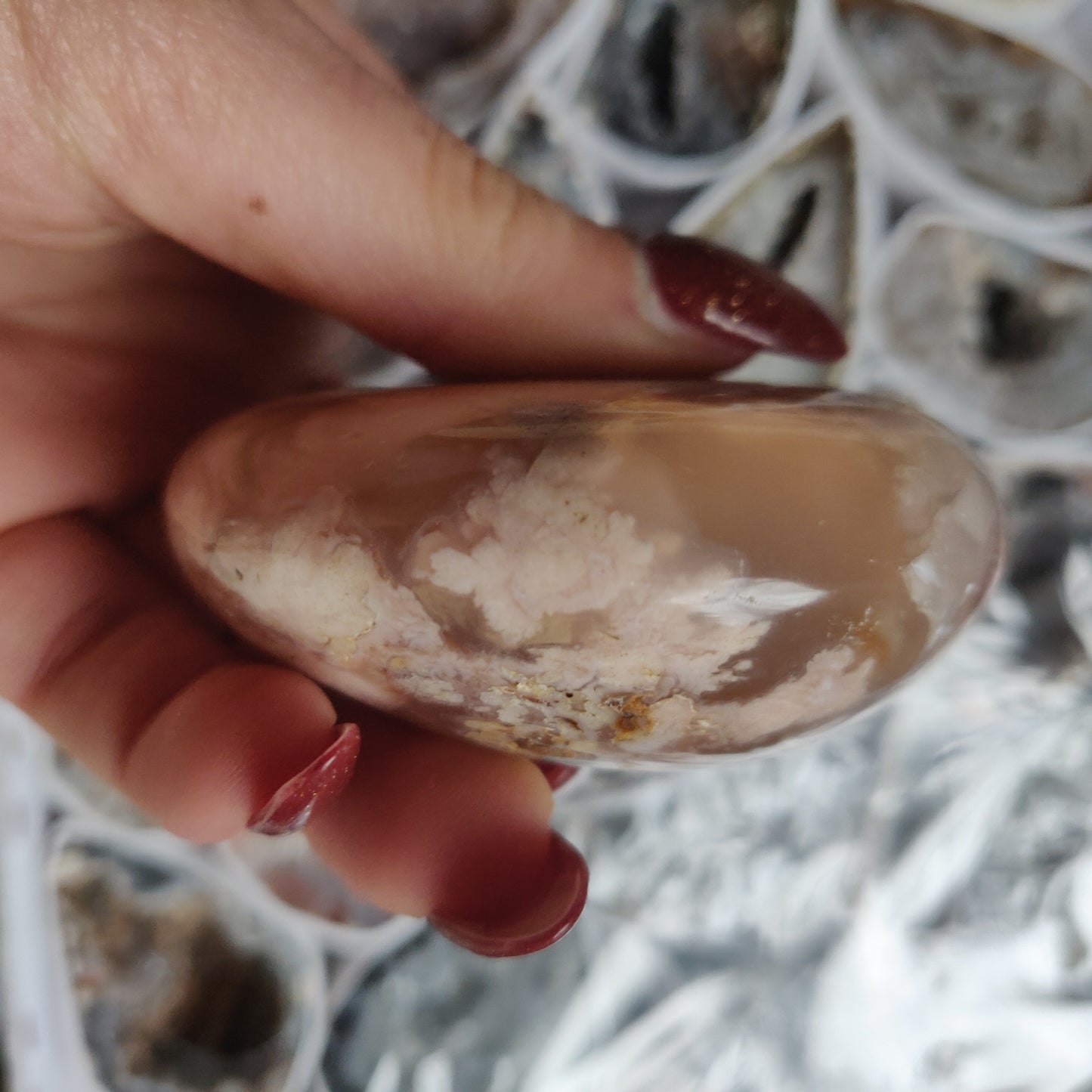 Flower Agate Palm Stone (#8)