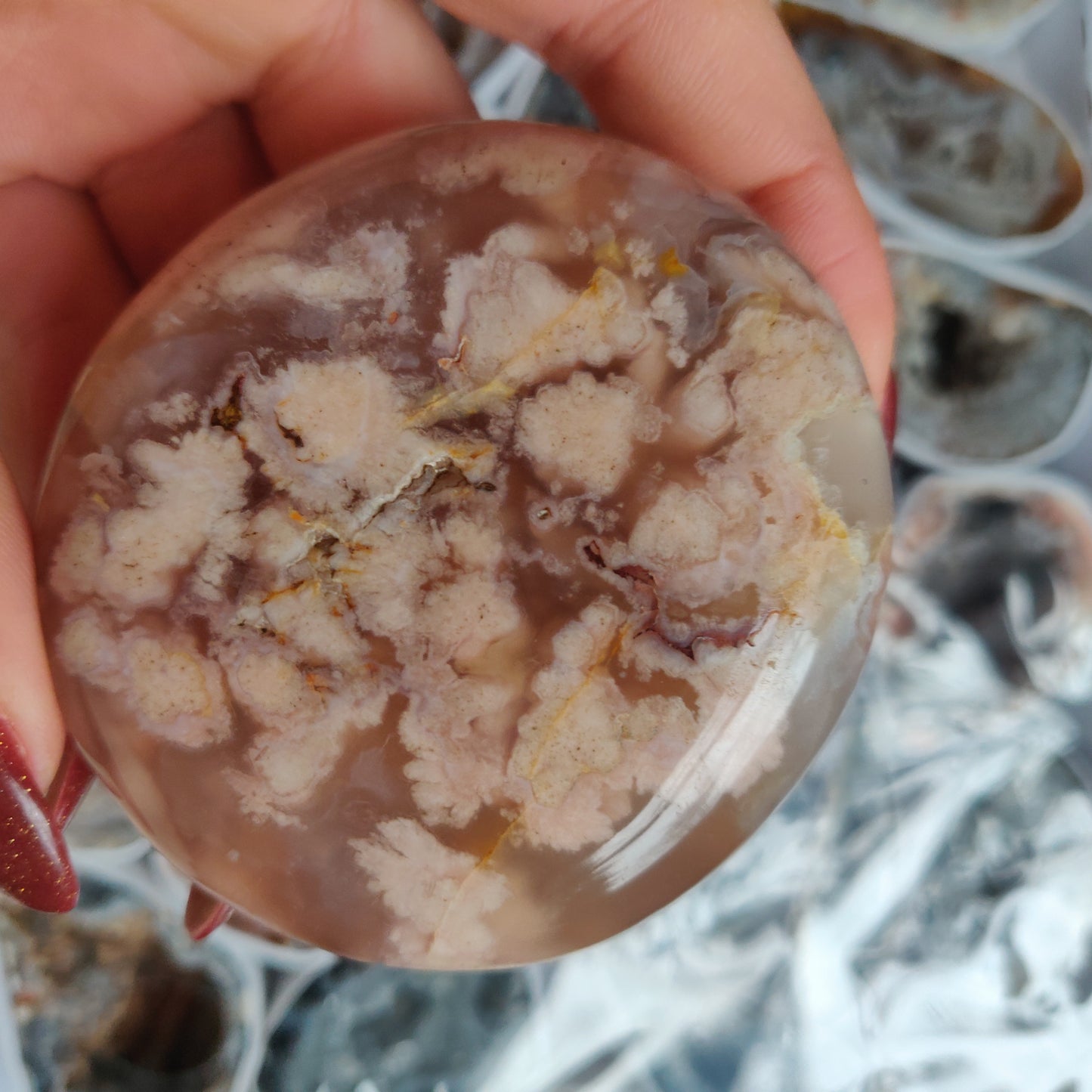 Flower Agate Palm Stone (#8)