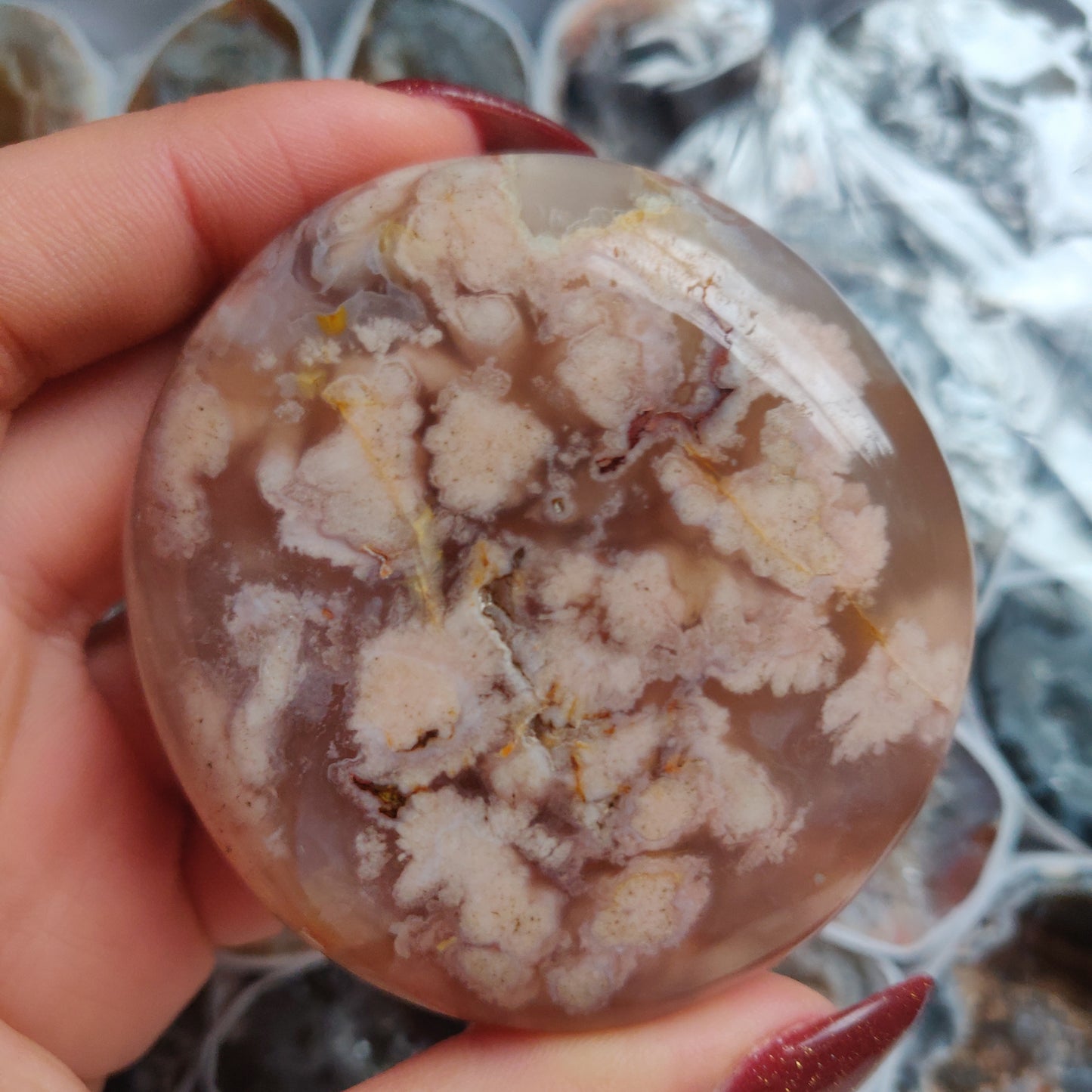 Flower Agate Palm Stone (#8)
