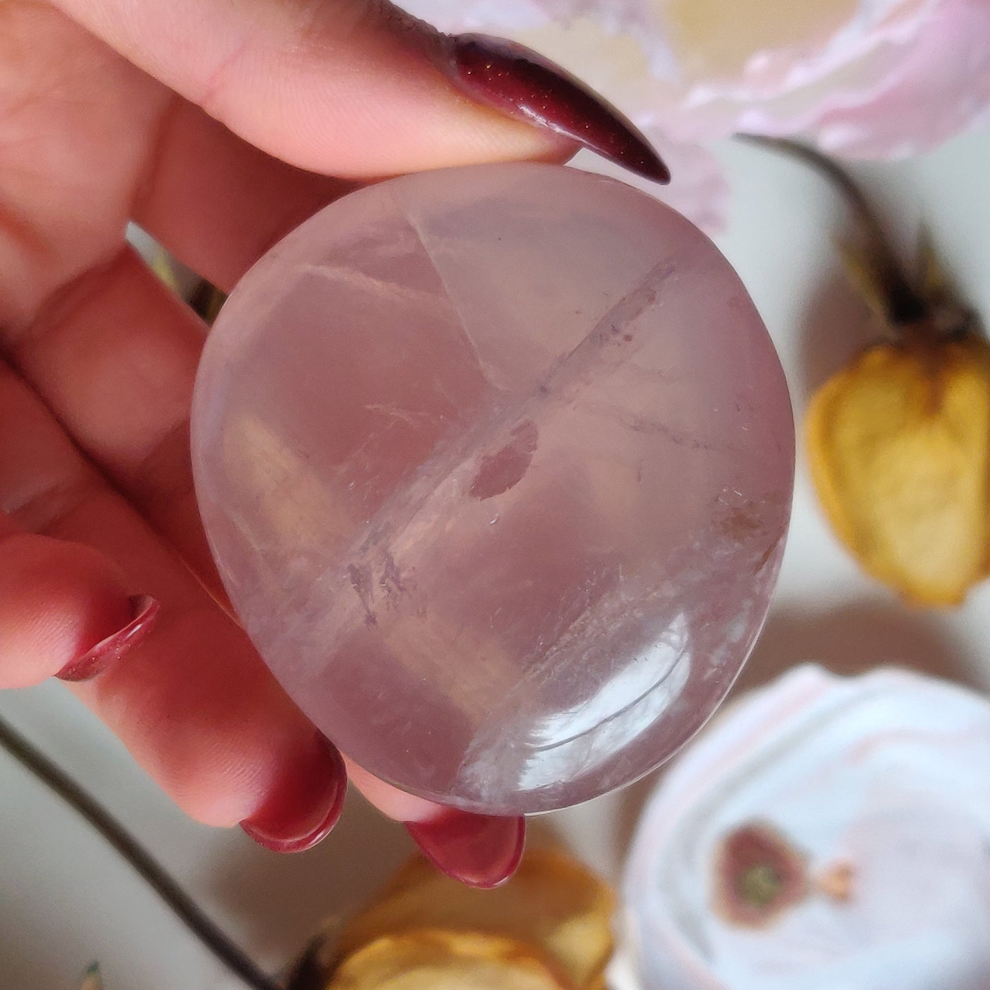 Rose Quartz Palm Stone (#1)