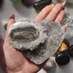 Pale Black Amethyst Geode Heart (#5A)