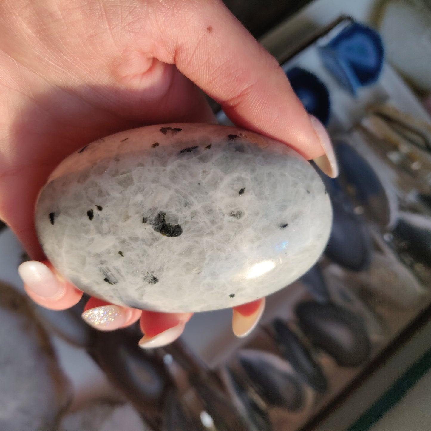 Rainbow Moonstone Palm Stone (#1)