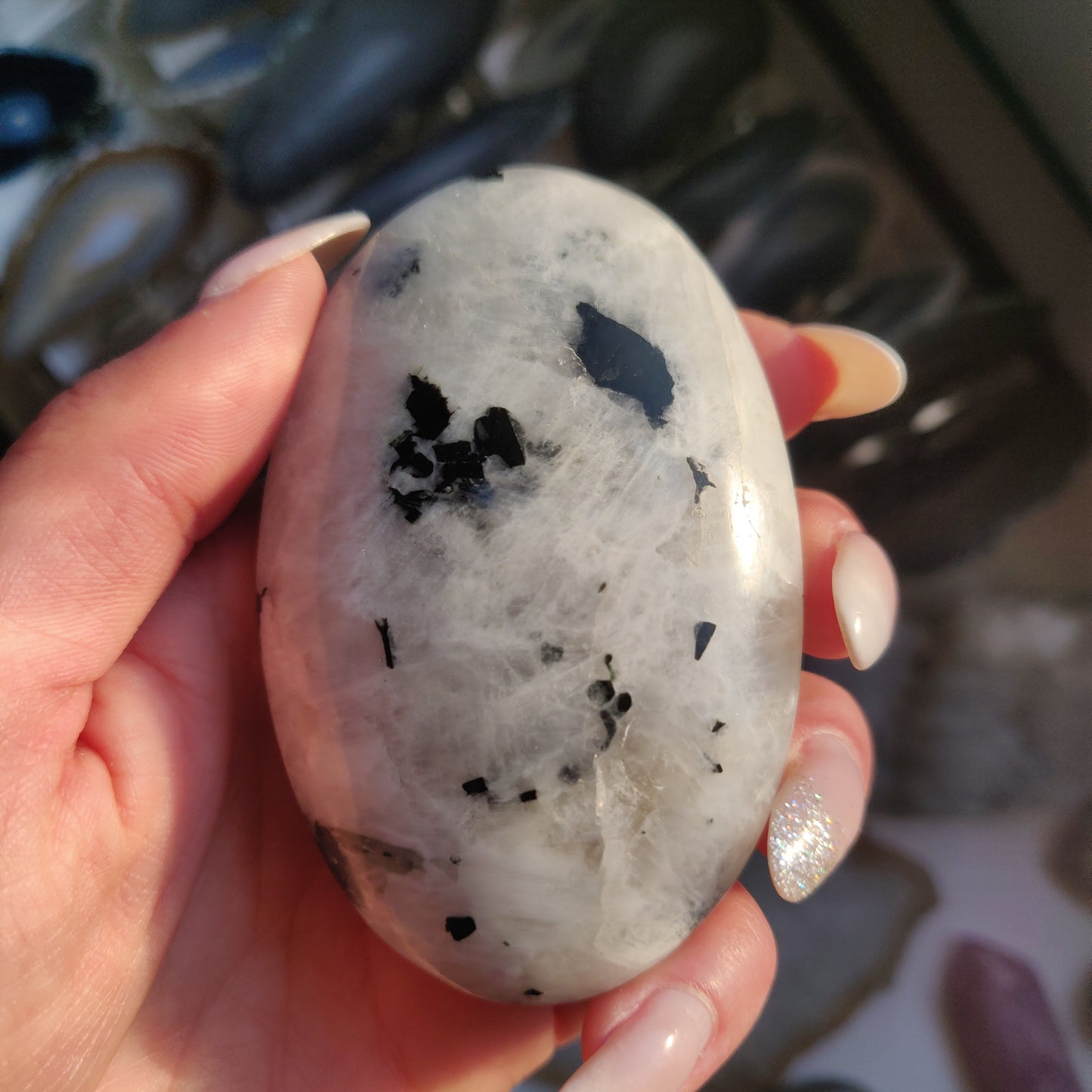 Rainbow Moonstone Palm Stone (#4)