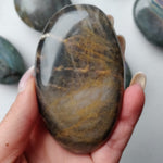 Black Moonstone Palm Stone, Flashy Black Moonstone (#1) - Simply Affinity