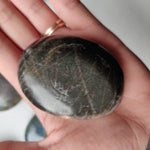 Black Moonstone Palm Stone, Flashy Black Moonstone (#9)