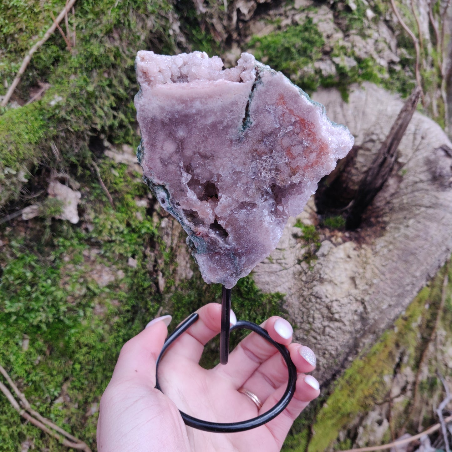 Pink Amethyst Slab on Metal Stand (#2) - Simply Affinity