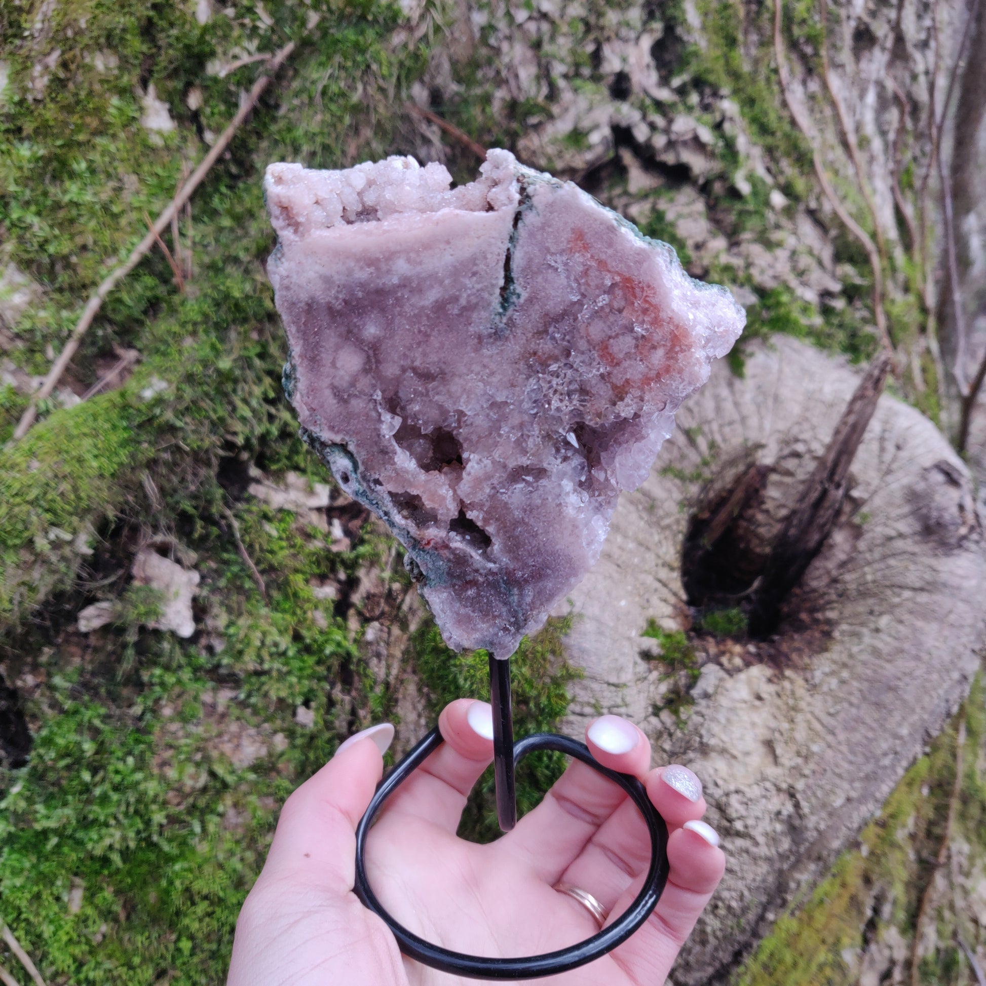 Pink Amethyst Slab on Metal Stand (#2) - Simply Affinity