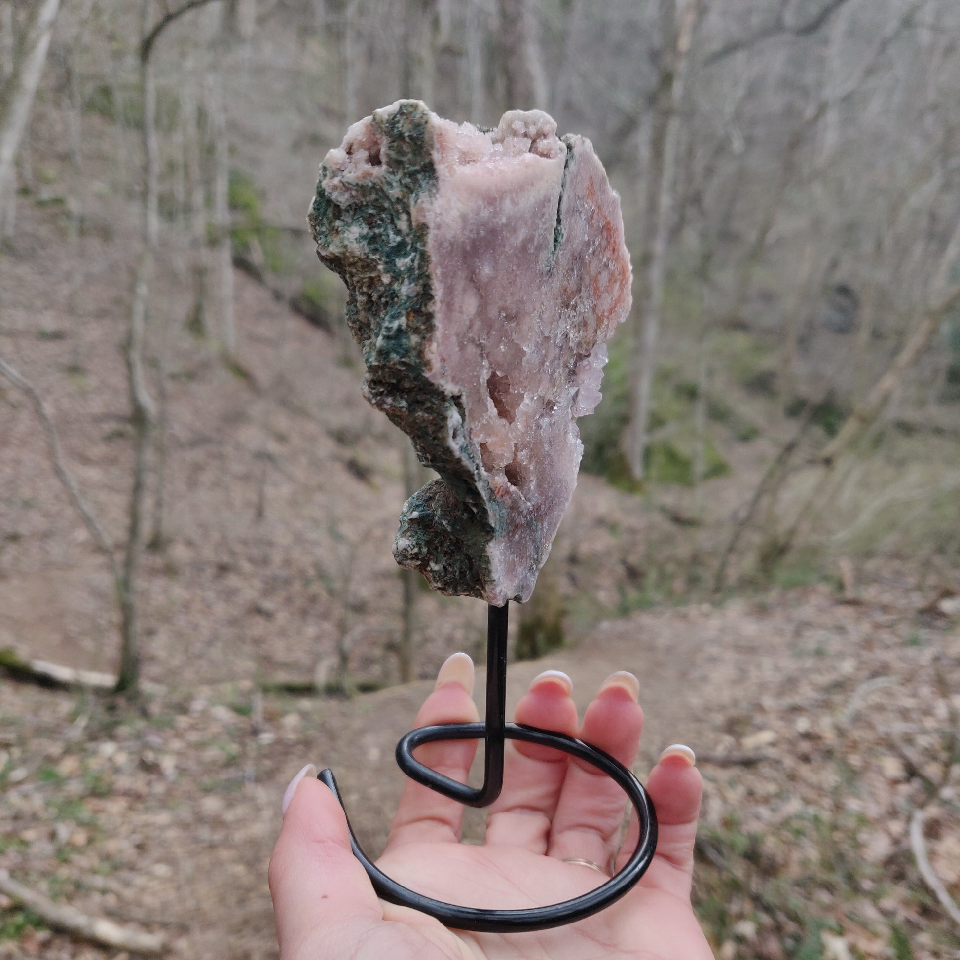 Pink Amethyst Slab on Metal Stand (#2) - Simply Affinity