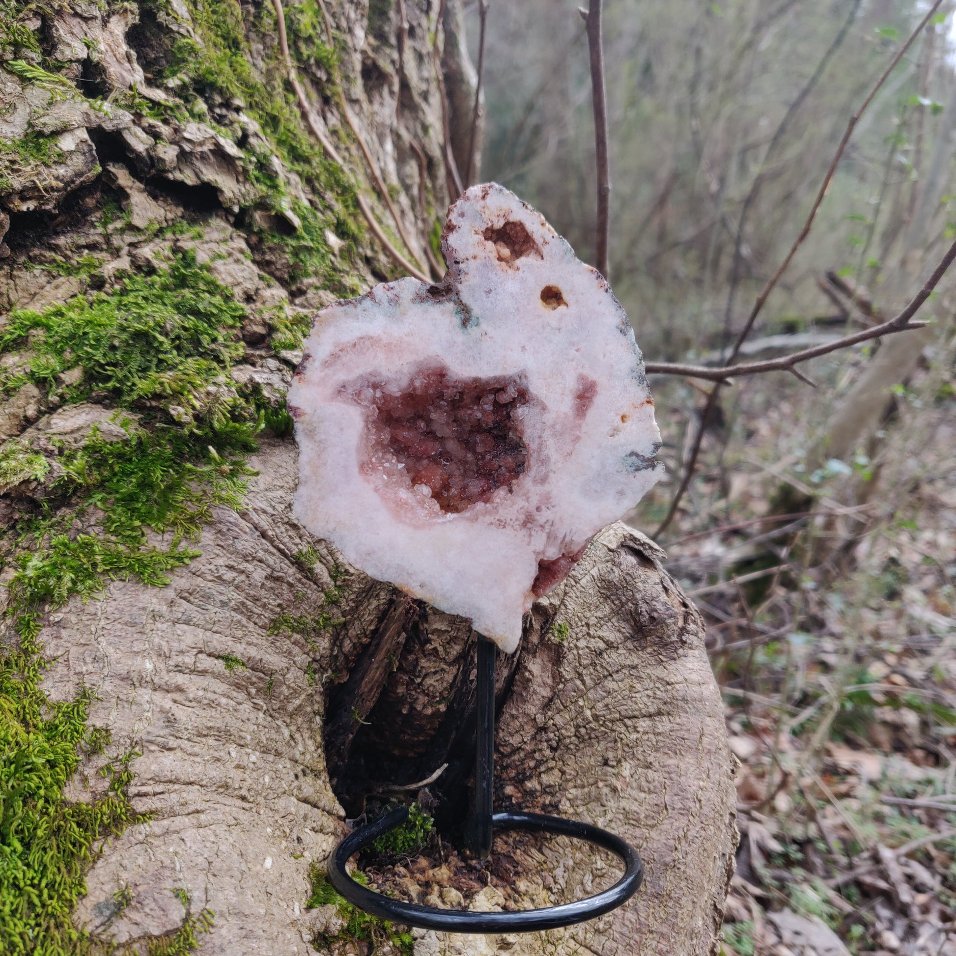 Pink Amethyst Geode Slab on Metal Stand (#4) - Simply Affinity