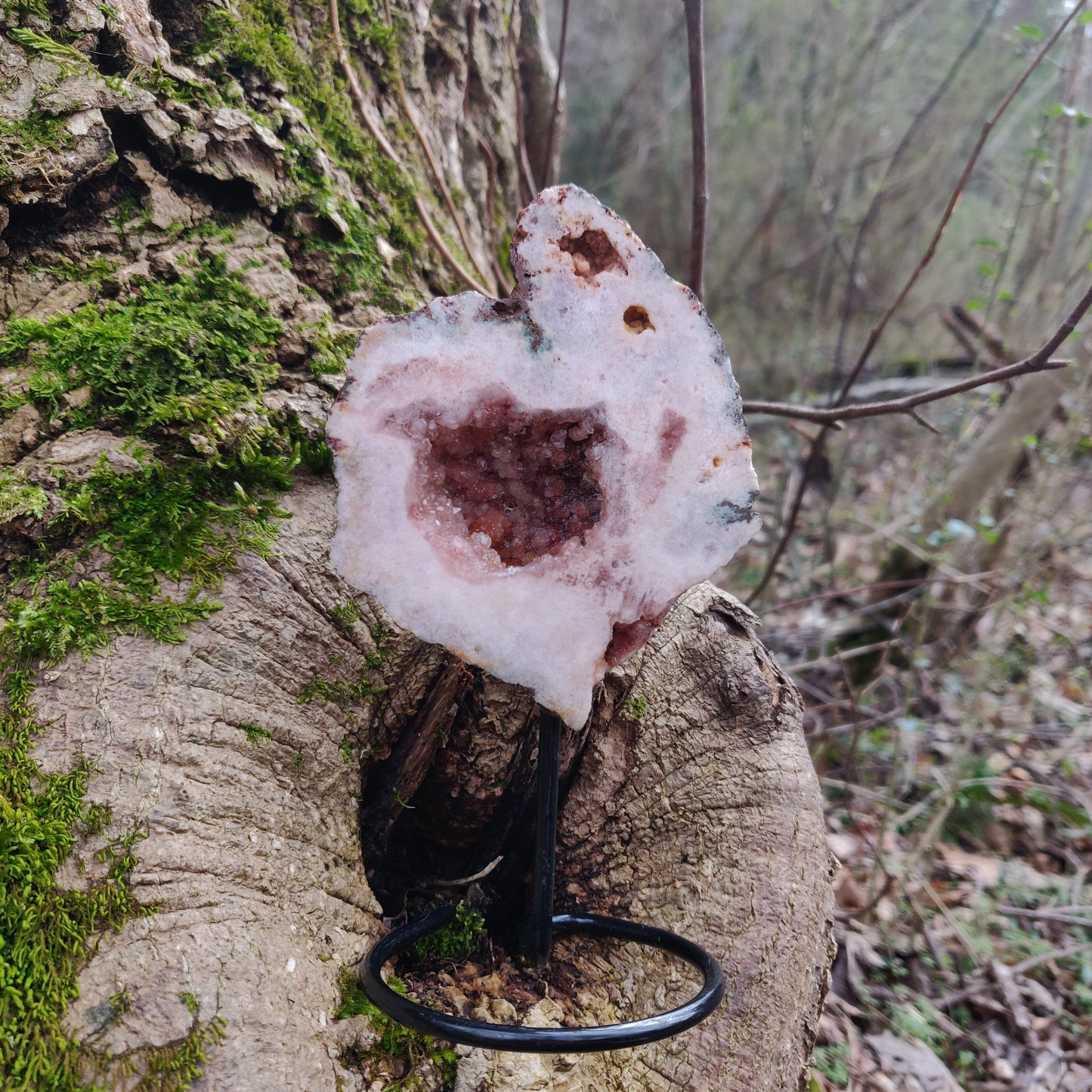 Pink Amethyst Geode Slab on Metal Stand (#4) - Simply Affinity