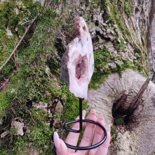 Pink Amethyst Geode Slab on Metal Stand (#4) - Simply Affinity