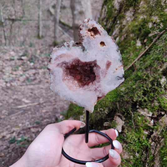 Pink Amethyst Geode Slab on Metal Stand (#4) - Simply Affinity
