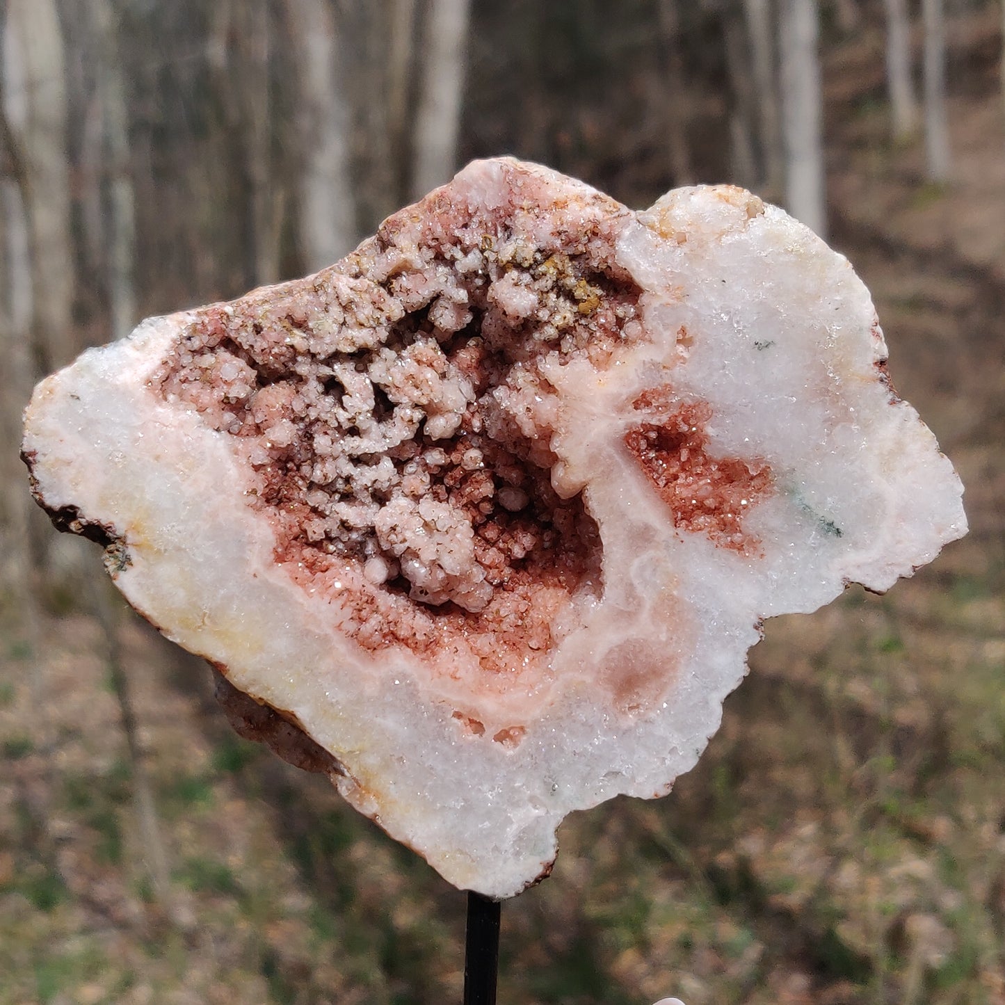 Pink Amethyst Geode Slab on Metal Stand (#5) - Simply Affinity