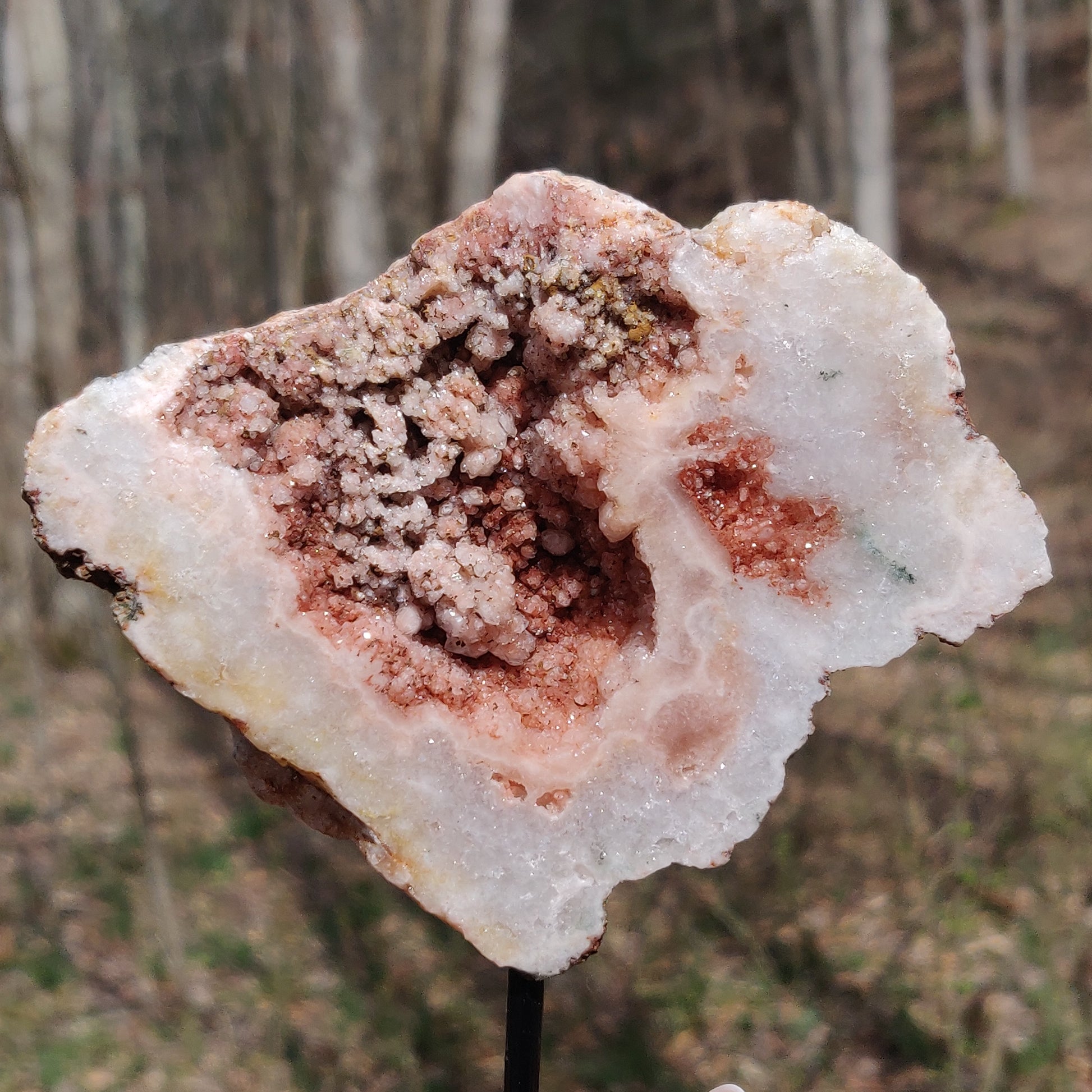 Pink Amethyst Geode Slab on Metal Stand (#5) - Simply Affinity