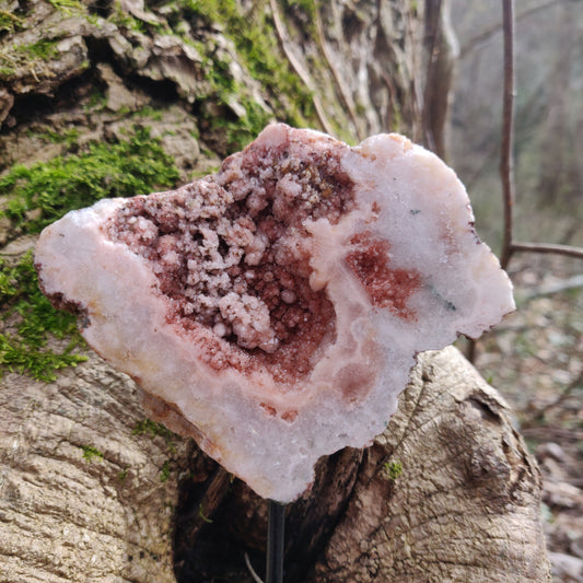 Pink Amethyst Geode Slab on Metal Stand (#5) - Simply Affinity