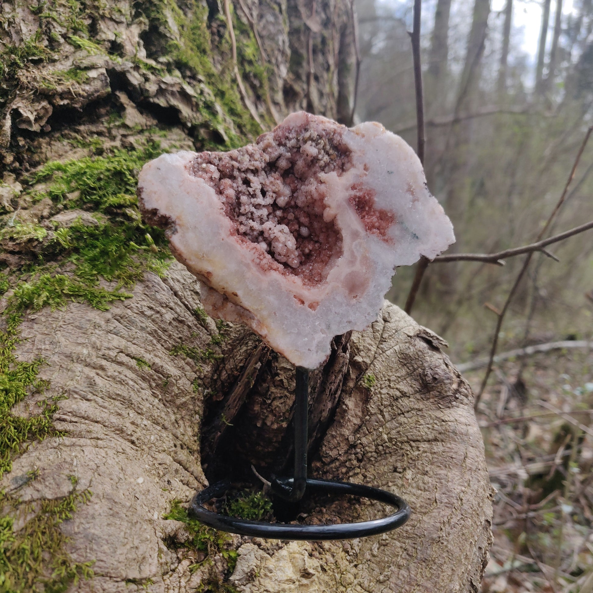 Pink Amethyst Geode Slab on Metal Stand (#5) - Simply Affinity