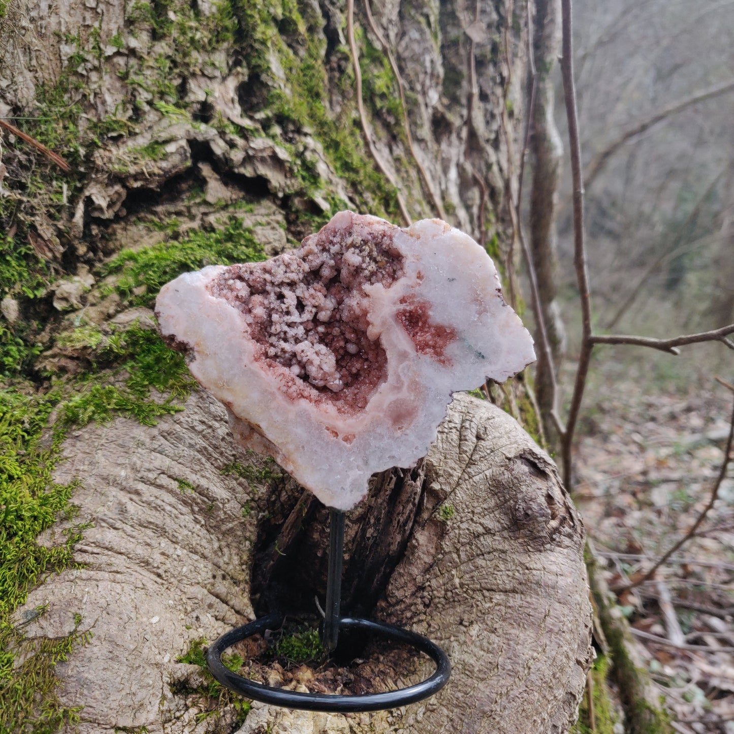 Pink Amethyst Geode Slab on Metal Stand (#5) - Simply Affinity