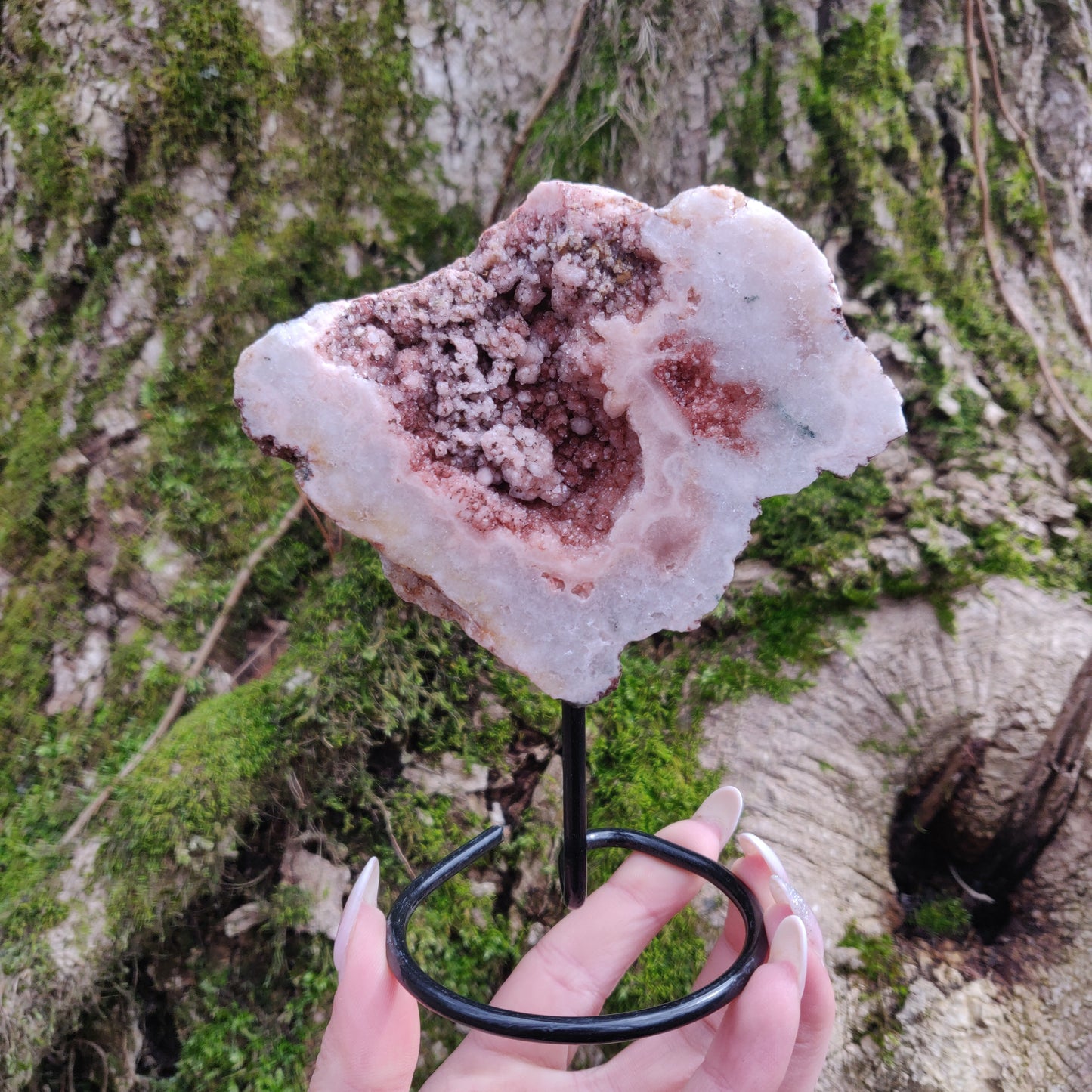 Pink Amethyst Geode Slab on Metal Stand (#5) - Simply Affinity