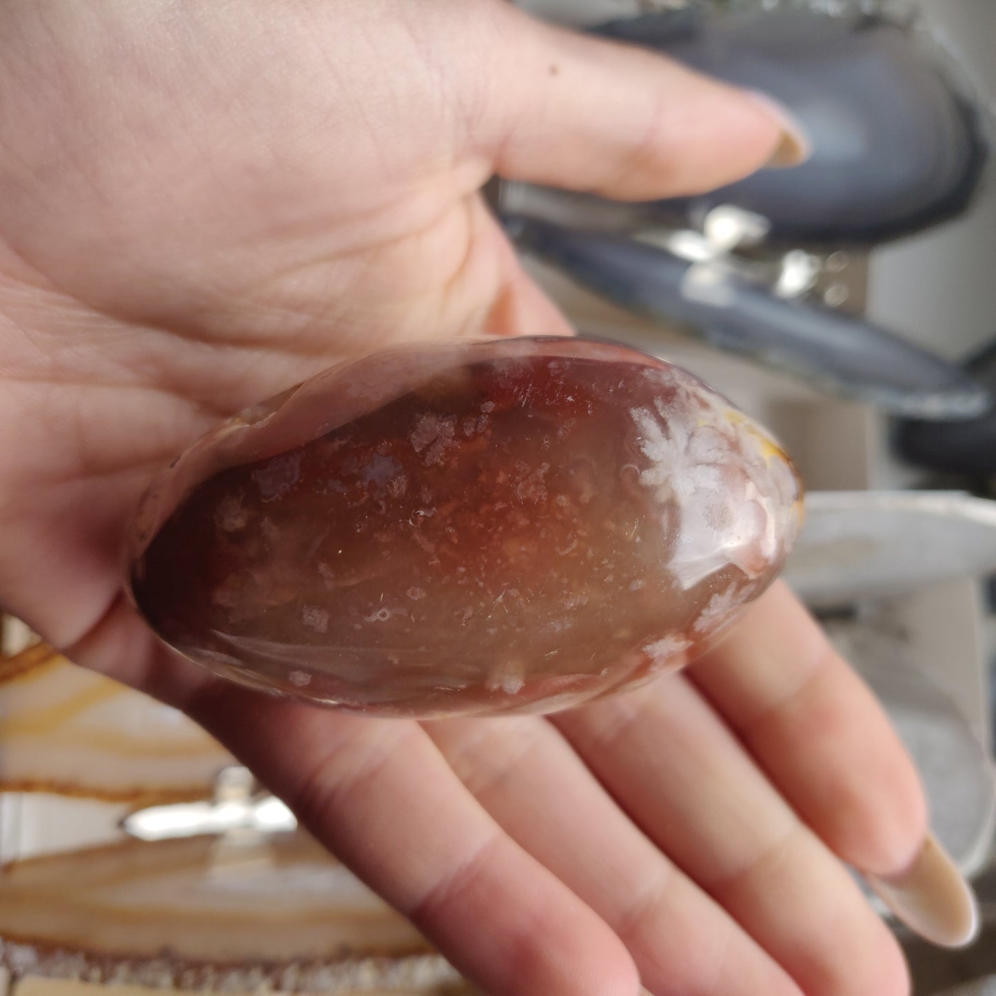 Flower Agate Palm Stone (#34)