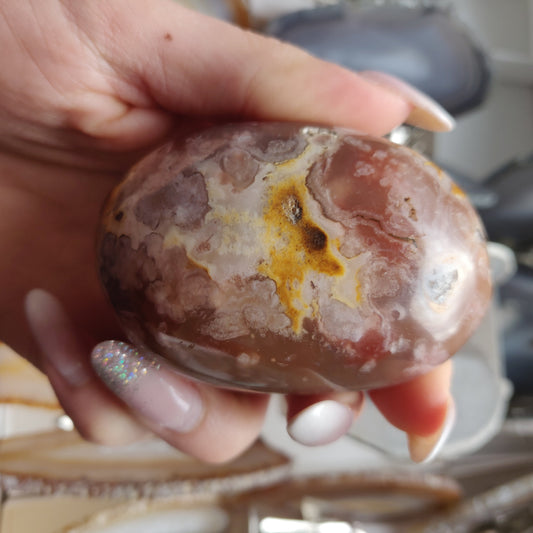 Flower Agate Palm Stone (#34)