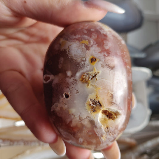 Flower Agate Palm Stone (#34)