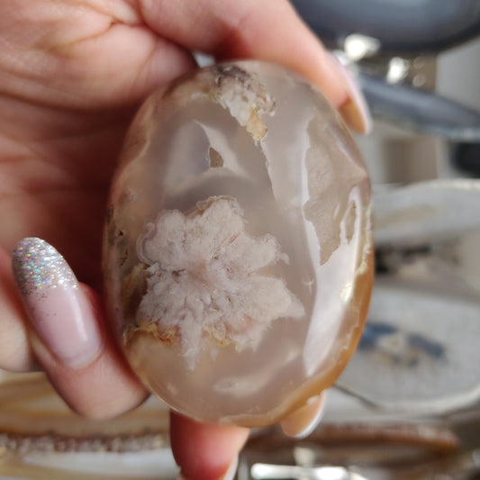 Flower Agate Palm Stone (#4)