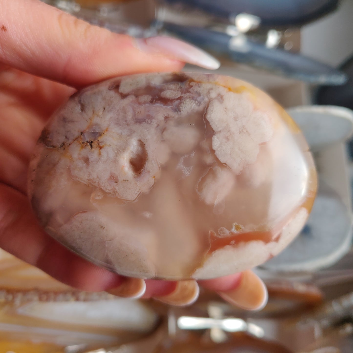 Flower Agate Palm Stone (#4)