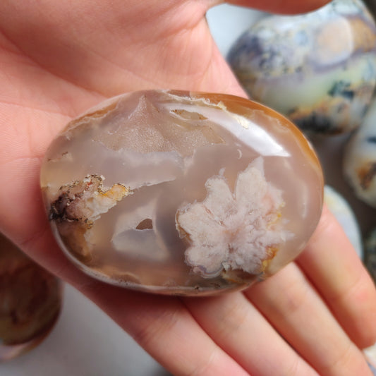 Flower Agate Palm Stone (#4)