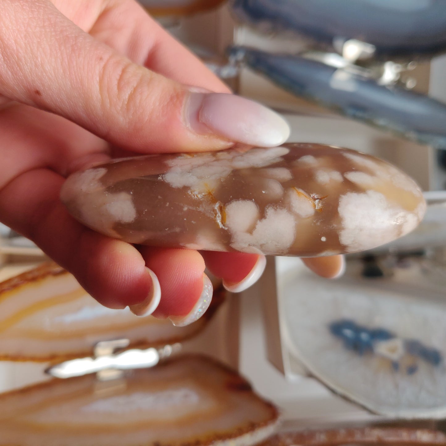 Flower Agate Palm Stone (#36)