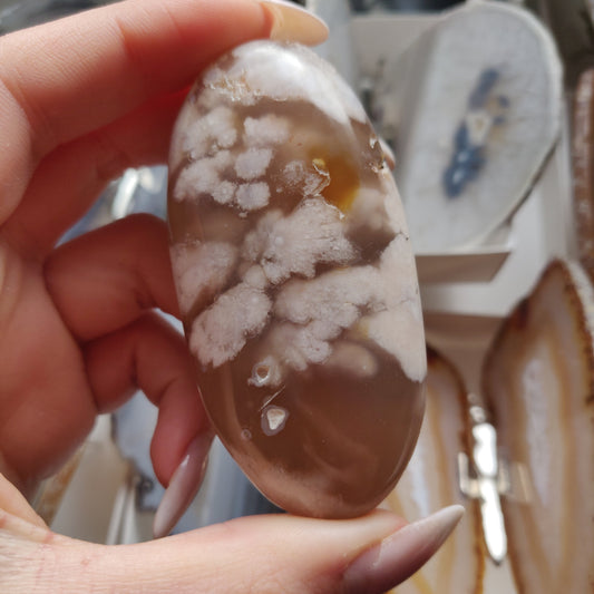 Flower Agate Palm Stone (#36)