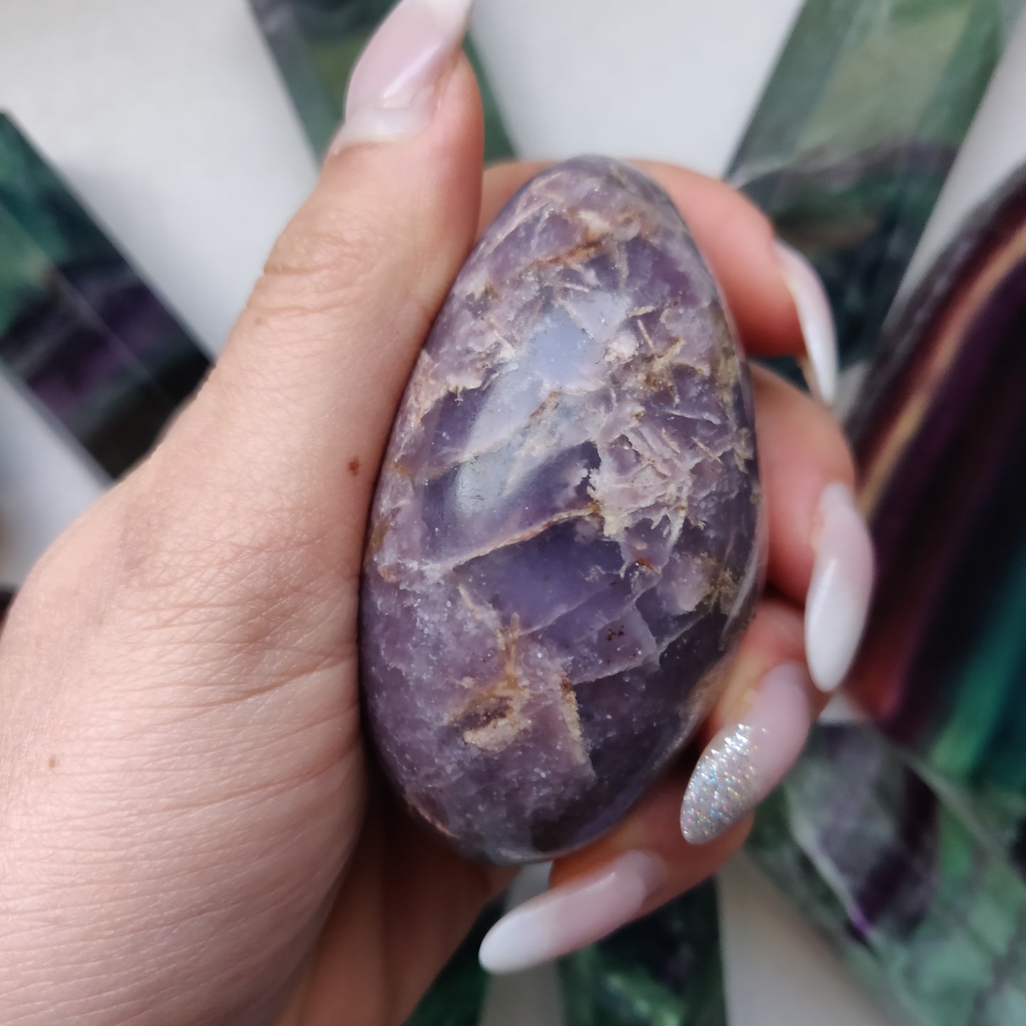 Lepidolite Palm Stone (#4)