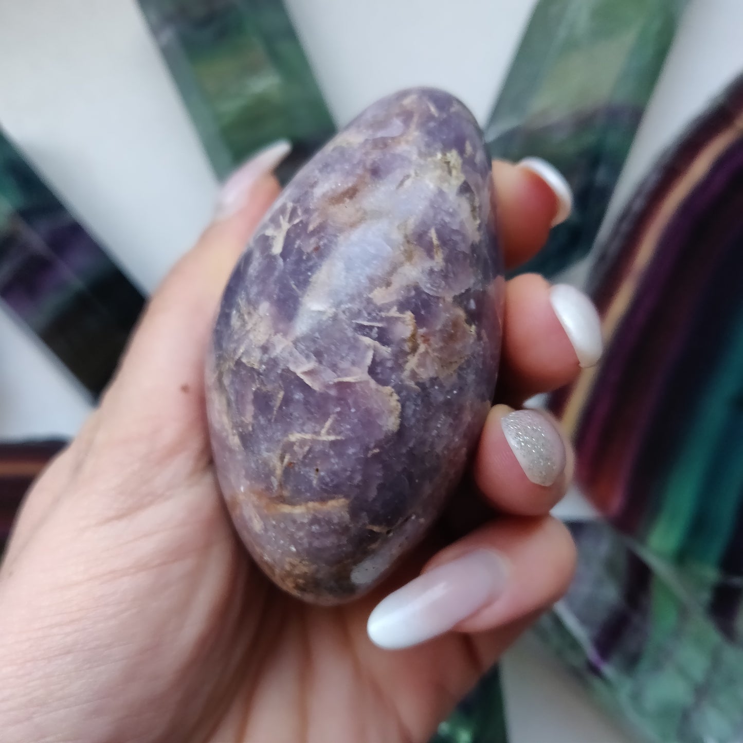 Lepidolite Palm Stone (#4)