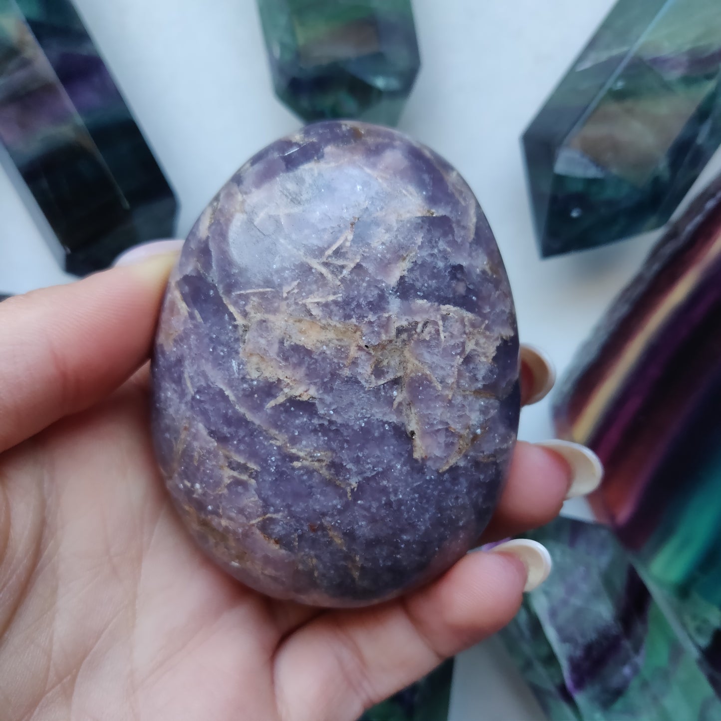 Lepidolite Palm Stone (#4)