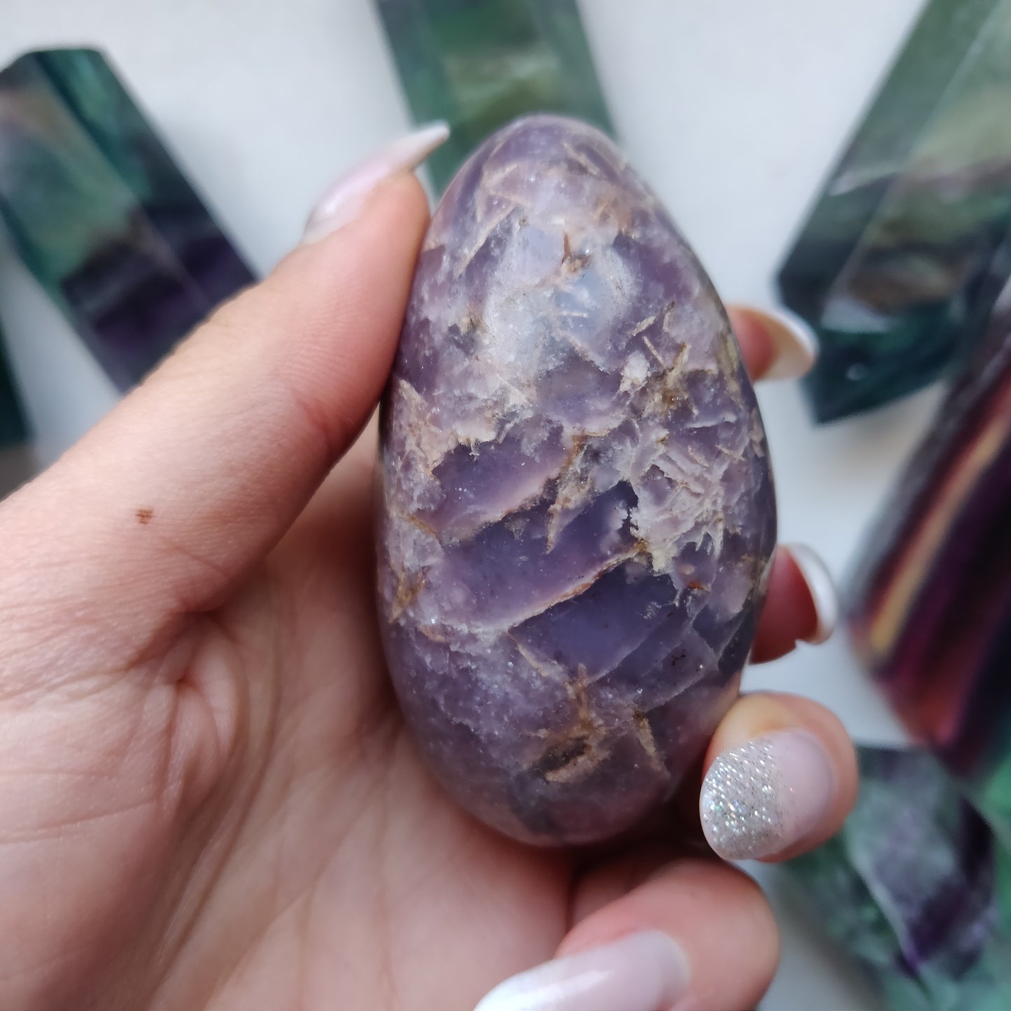 Lepidolite Palm Stone (#4)