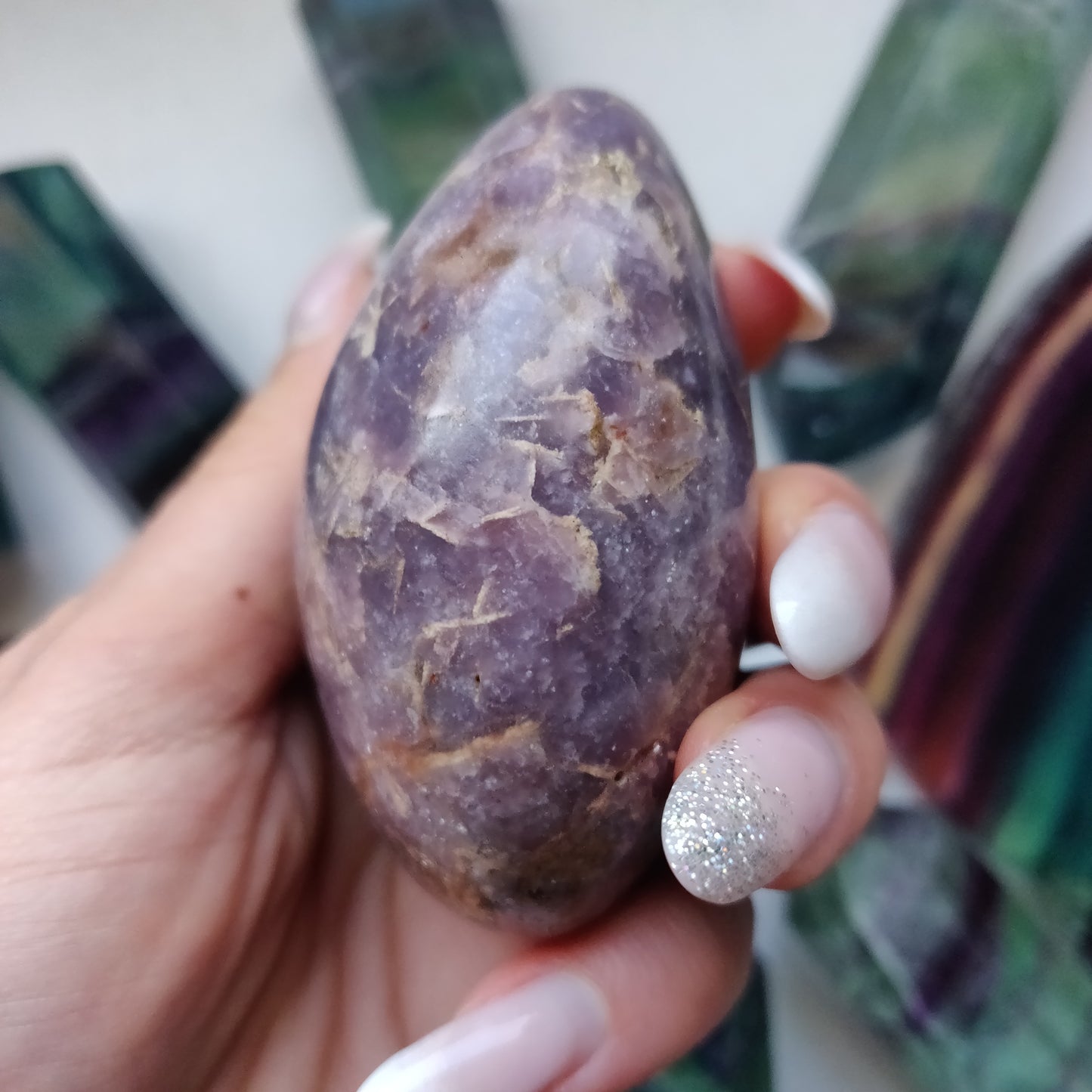Lepidolite Palm Stone (#4)