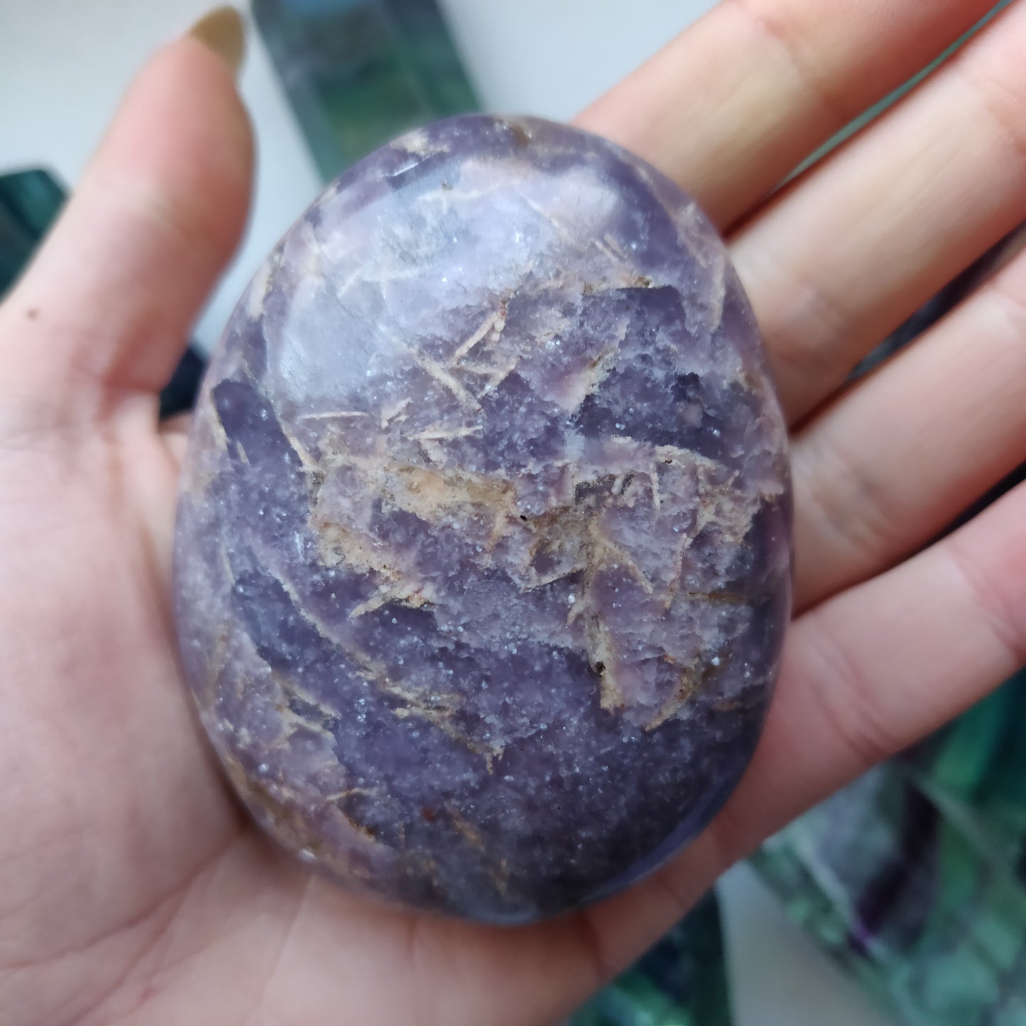 Lepidolite Palm Stone (#4)