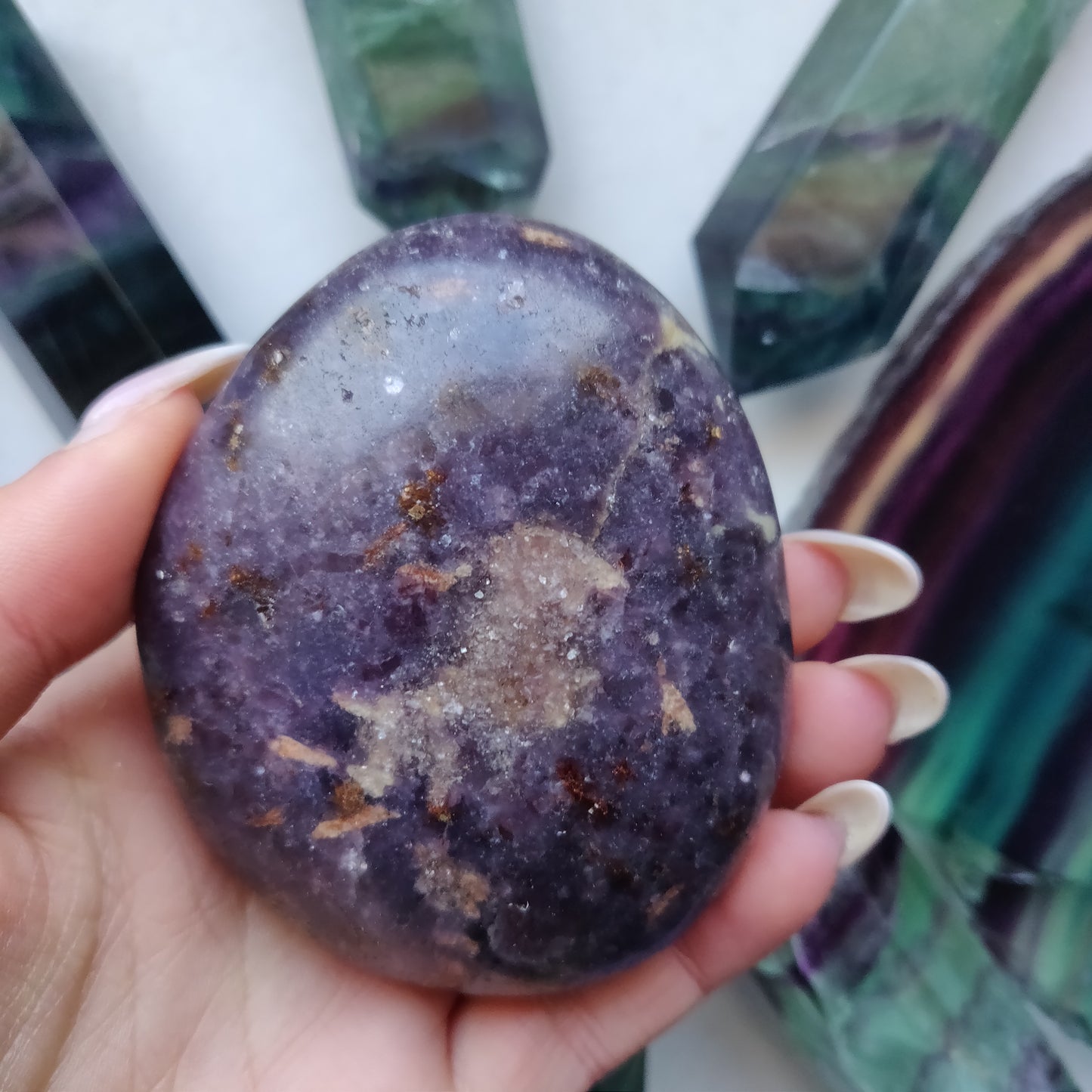 Lepidolite Palm Stone (#12)