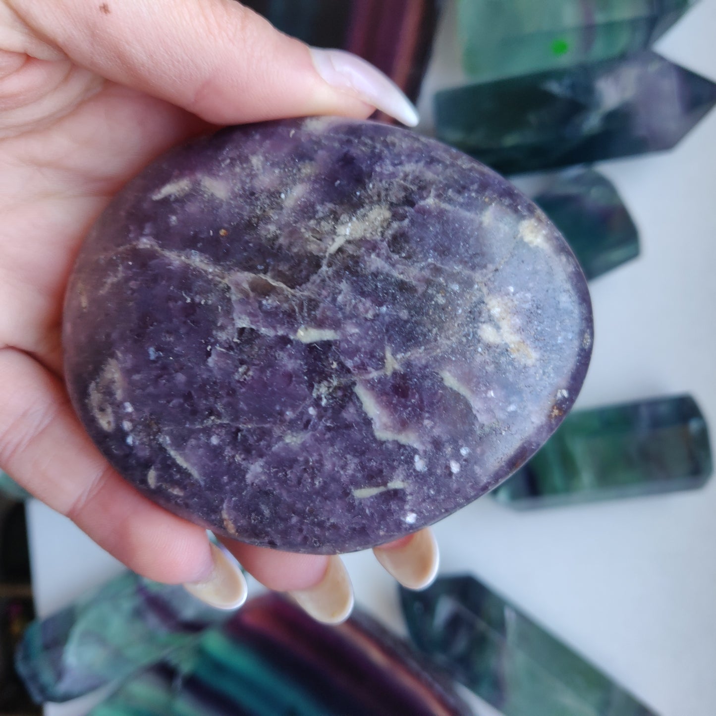 Lepidolite Palm Stone (#12)