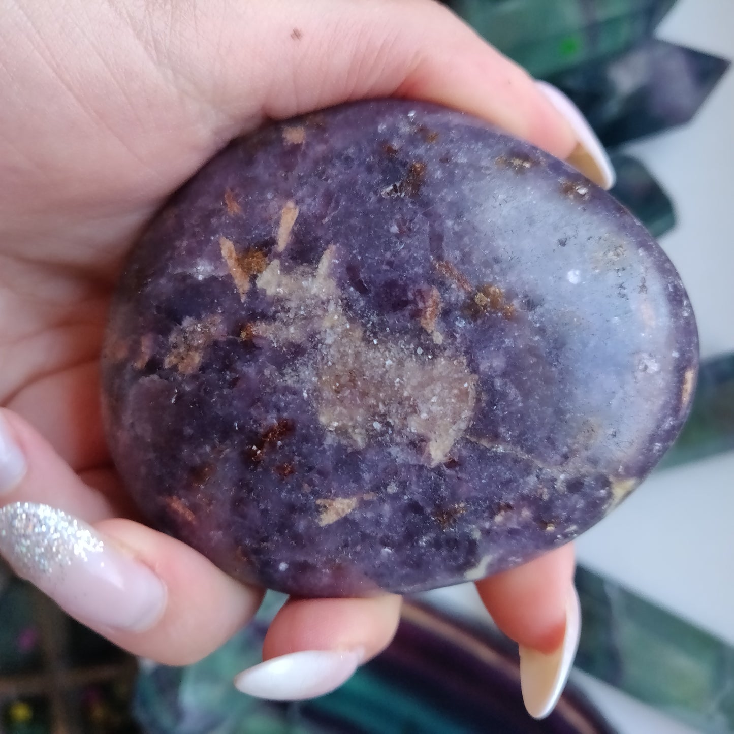 Lepidolite Palm Stone (#12)