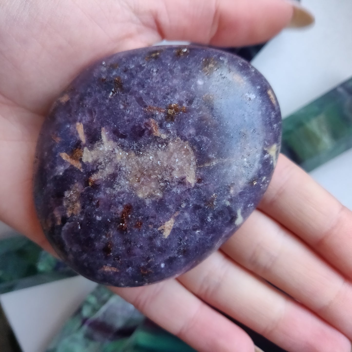 Lepidolite Palm Stone (#12)