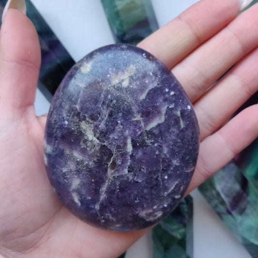 Lepidolite Palm Stone (#12)