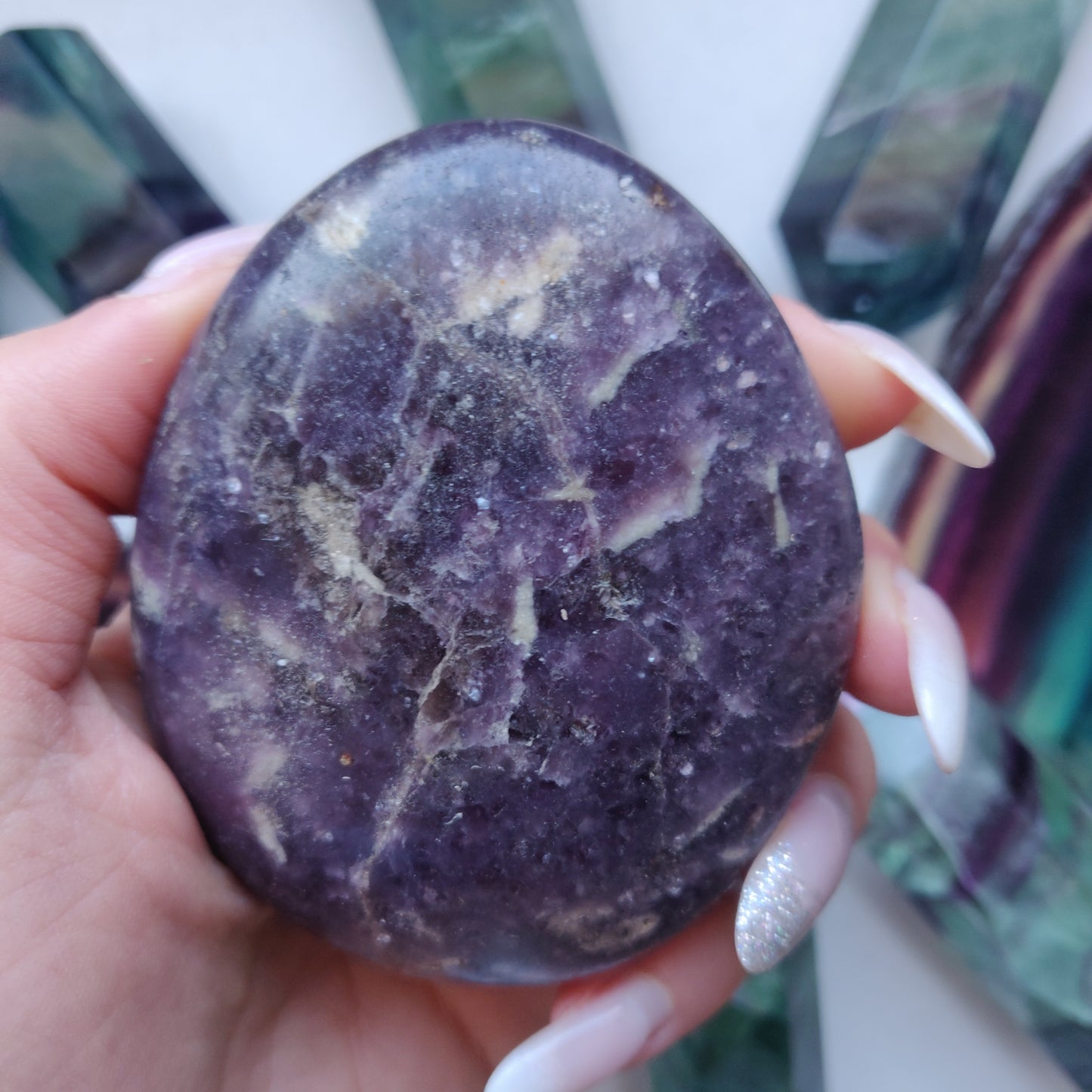 Lepidolite Palm Stone (#12)